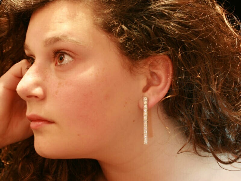 Vintage diamond bar earrings platinum 18kt white gold